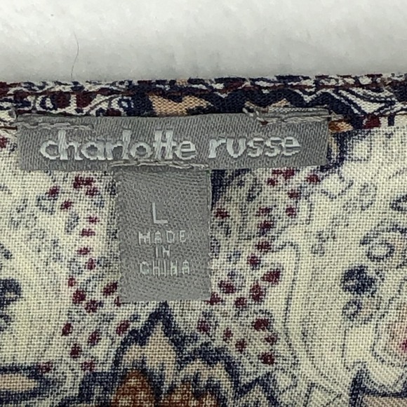 Charlotte Russe Shirt Womens Large Boho Floral Crochet Long Sleeve Top Blouse - Picture 3 of 10